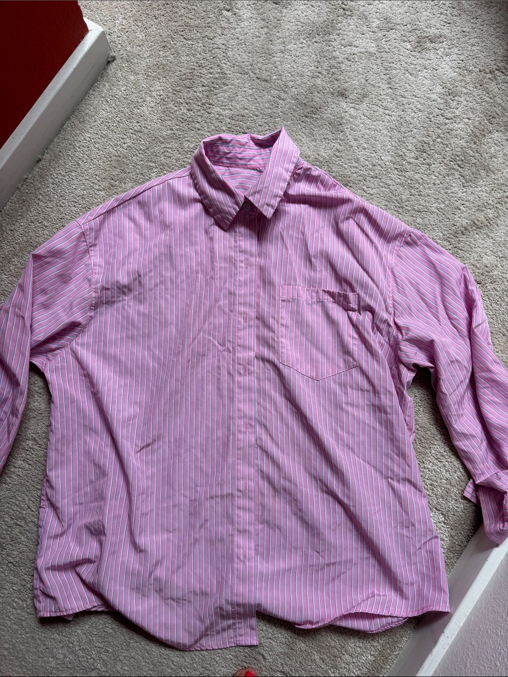 Women’s Pink Stripe Button-Up Shirt